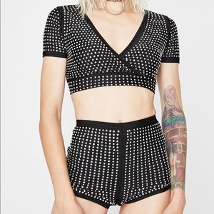 Dolls Kill Black Rhinestone Embellished Set